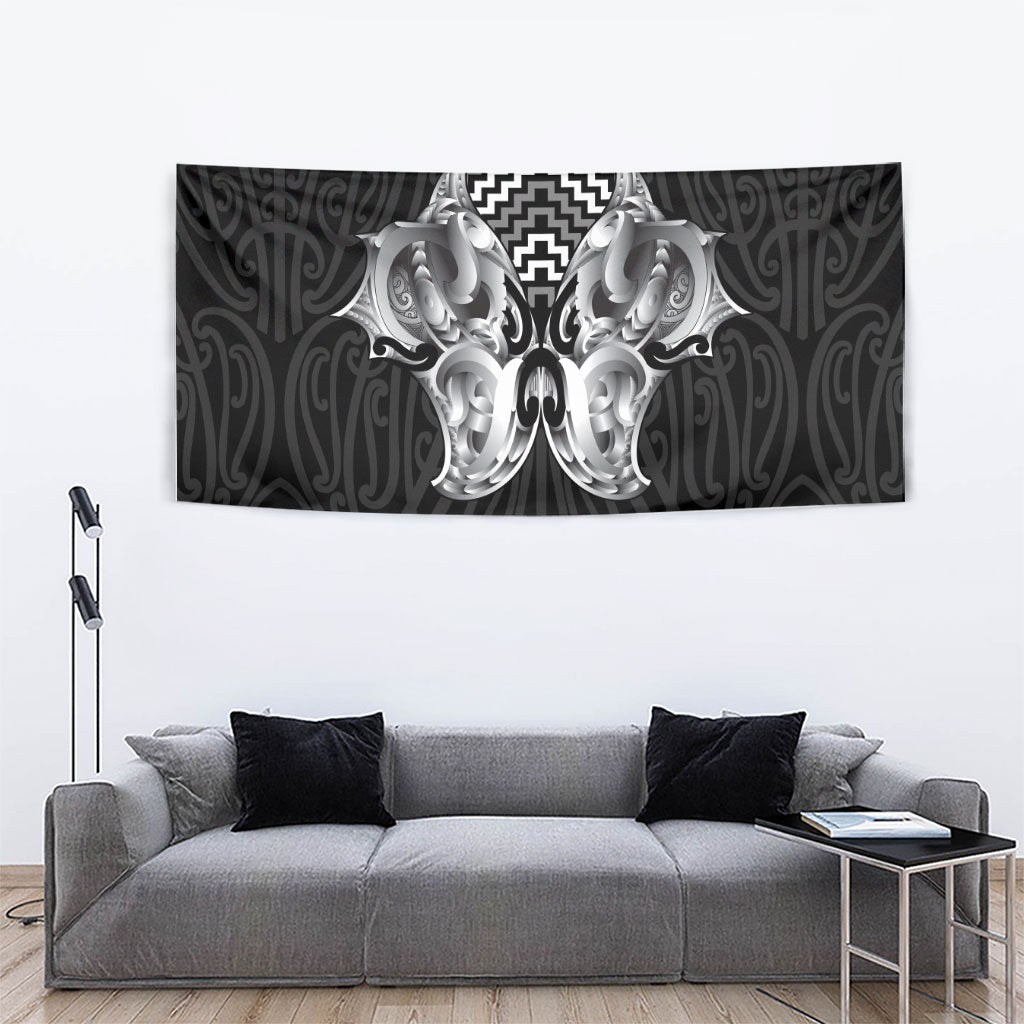 Aotearoa Kowhaiwhai Poutama Black Motif Tapestry