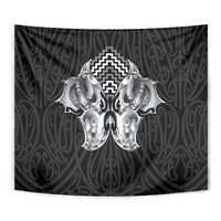 Aotearoa Kowhaiwhai Poutama Black Motif Tapestry