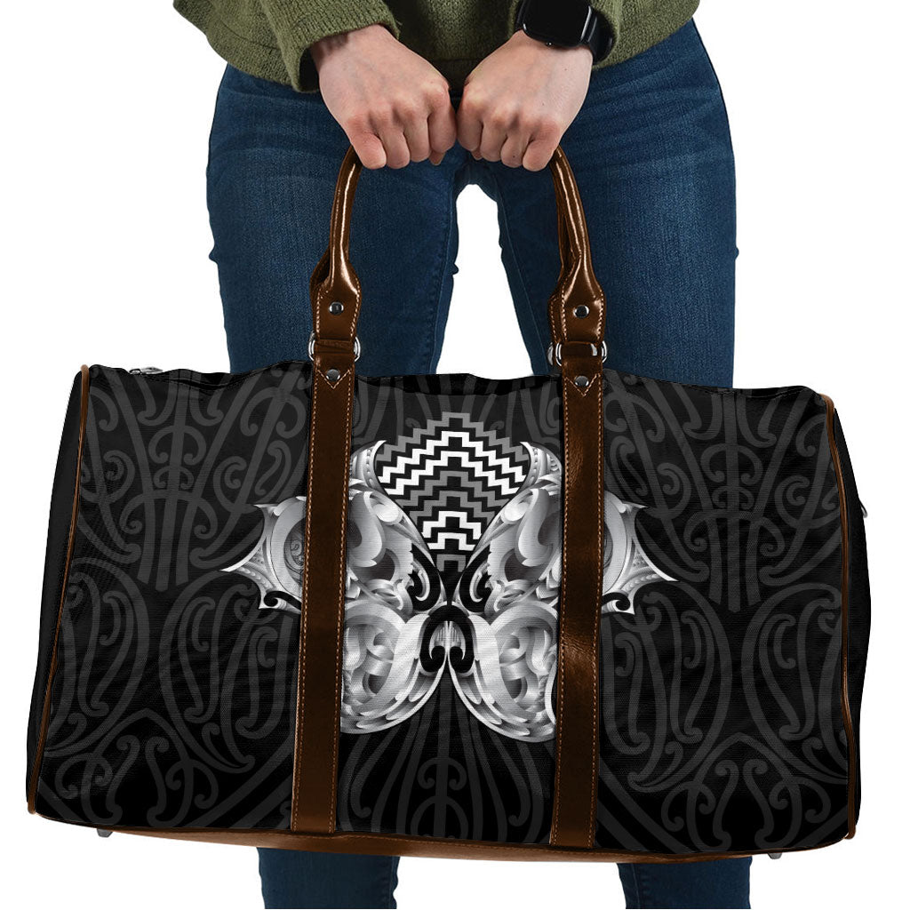 Aotearoa Kowhaiwhai Poutama Black Motif Travel Bag