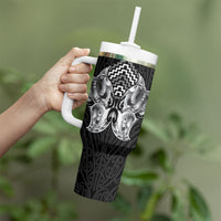 Aotearoa Kowhaiwhai Poutama Black Motif Tumbler With Handle