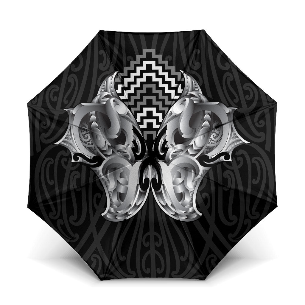 Aotearoa Kowhaiwhai Poutama Black Motif Umbrella