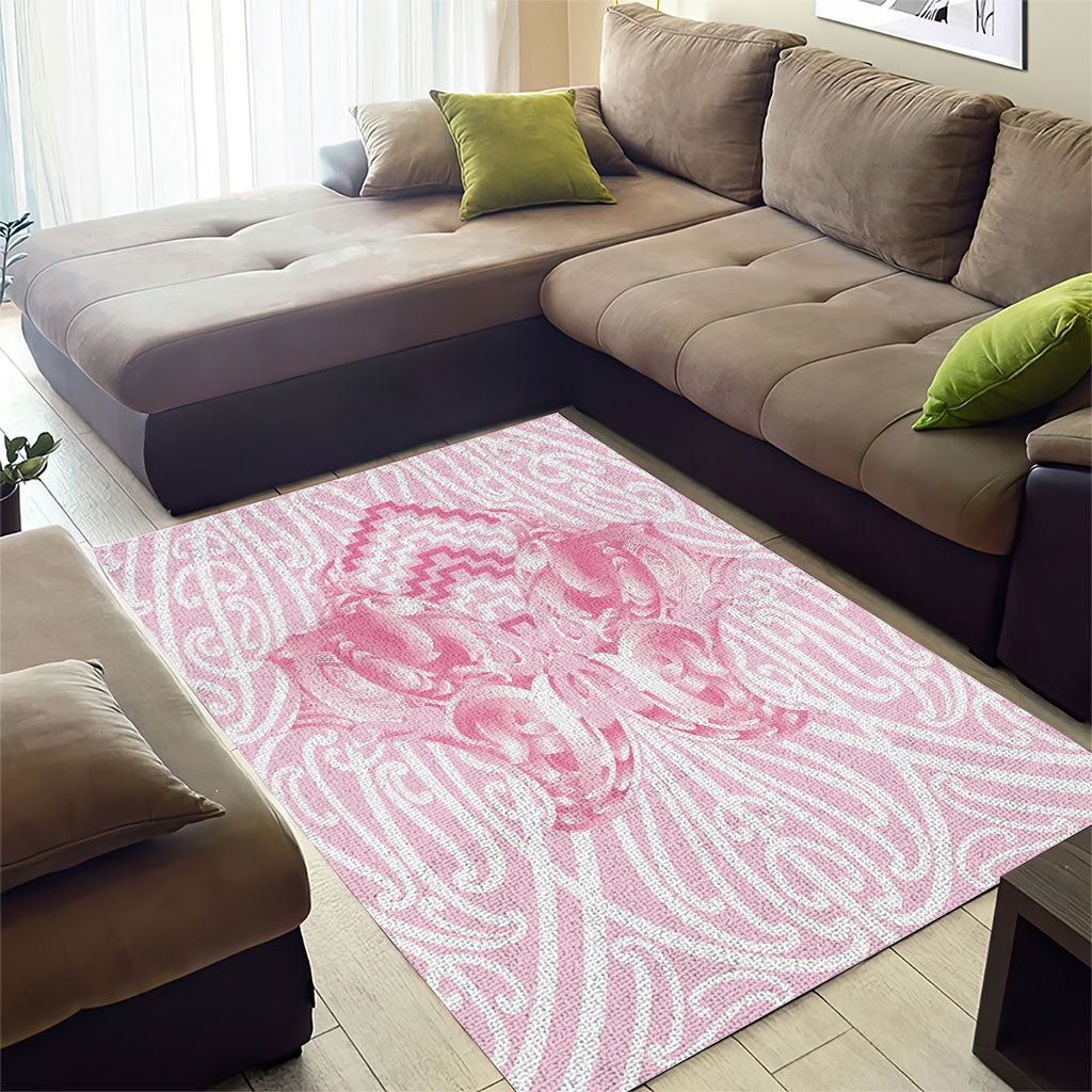 Aotearoa Kowhaiwhai Poutama Pink Motif Area Rug
