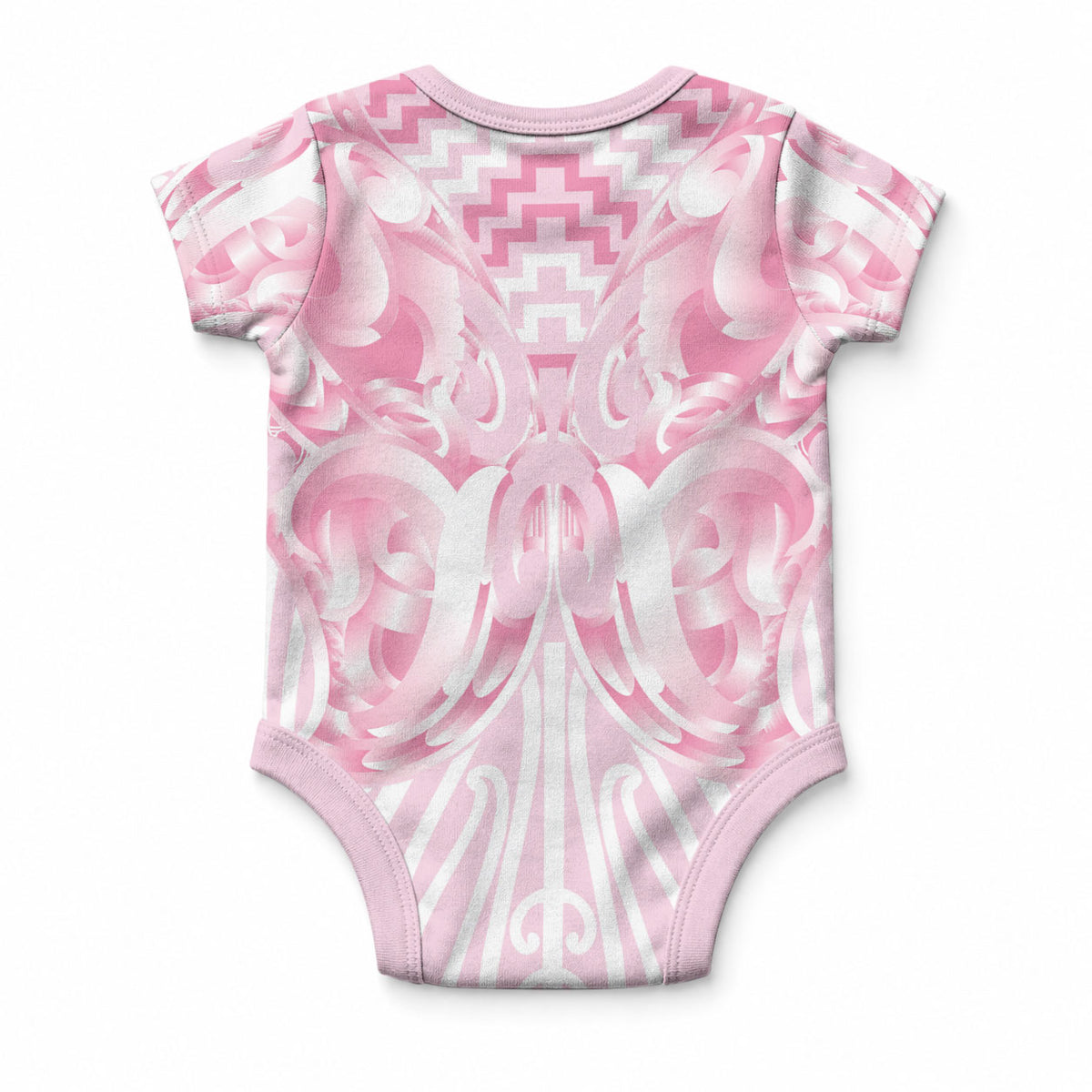 Aotearoa Kowhaiwhai Poutama Pink Motif Baby Onesie LT9 - Polynesian Pride
