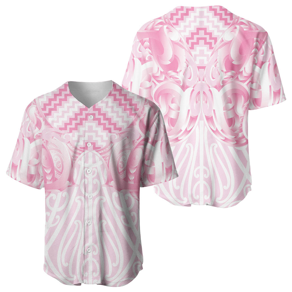 Aotearoa Kowhaiwhai Poutama Pink Motif Baseball Jersey
