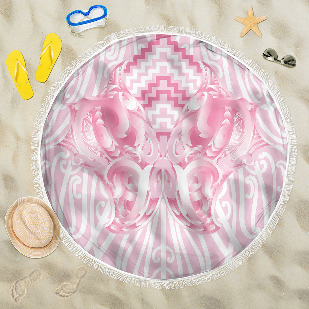 Aotearoa Kowhaiwhai Poutama Pink Motif Beach Blanket