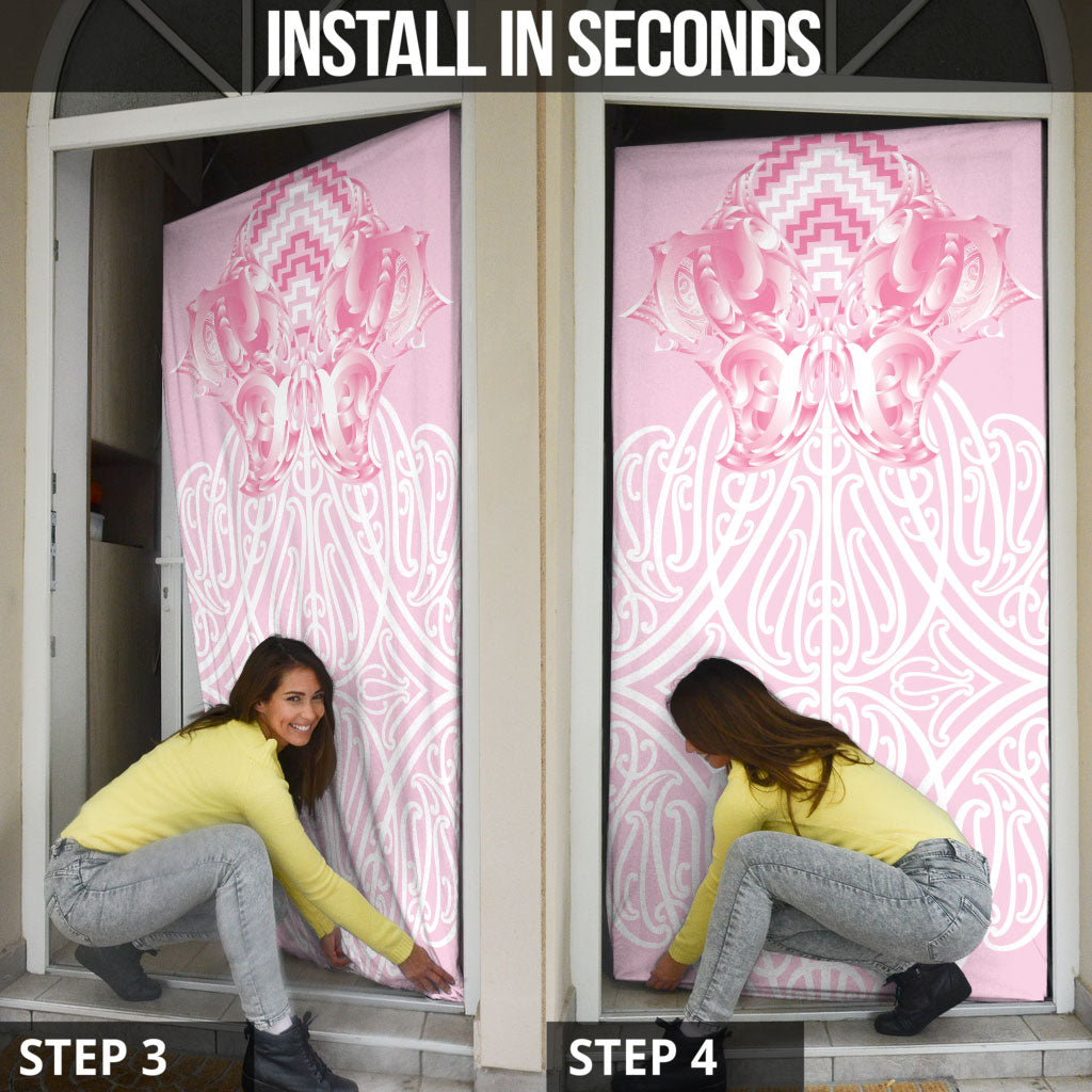 Aotearoa Kowhaiwhai Poutama Pink Motif Door Cover