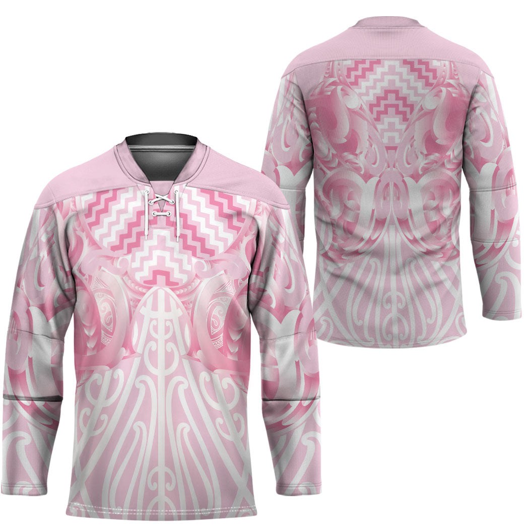 Aotearoa Kowhaiwhai Poutama Pink Motif Hockey Jersey