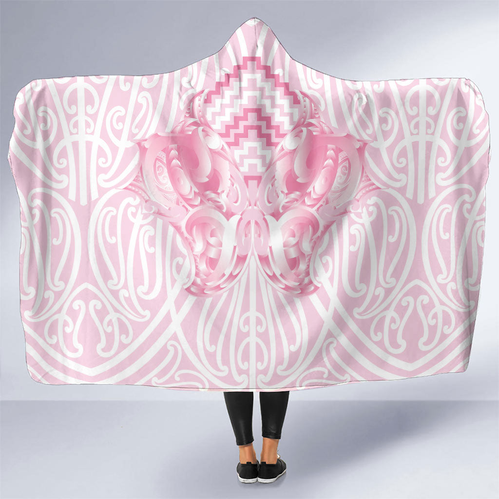 Aotearoa Kowhaiwhai Poutama Pink Motif Hooded Blanket