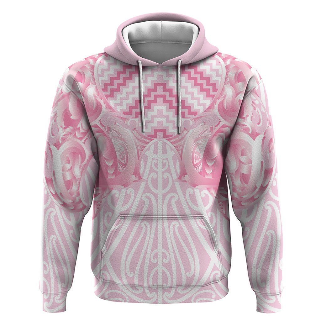 Aotearoa Kowhaiwhai Poutama Pink Motif Hoodie