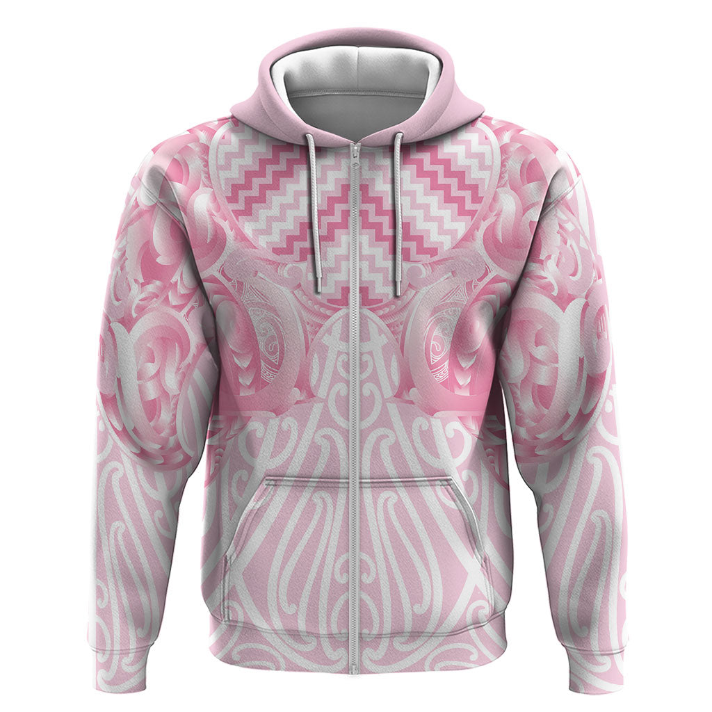 Aotearoa Kowhaiwhai Poutama Pink Motif Hoodie