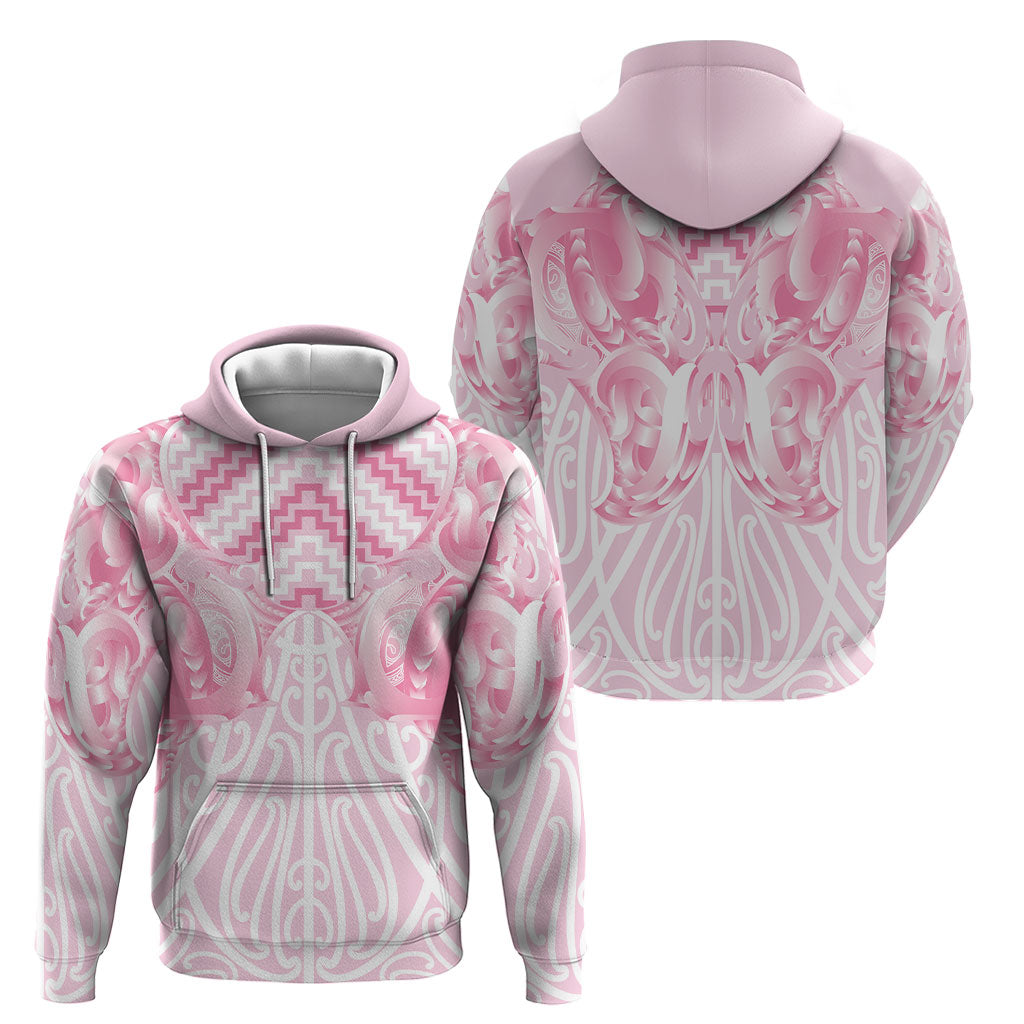 Aotearoa Kowhaiwhai Poutama Pink Motif Hoodie
