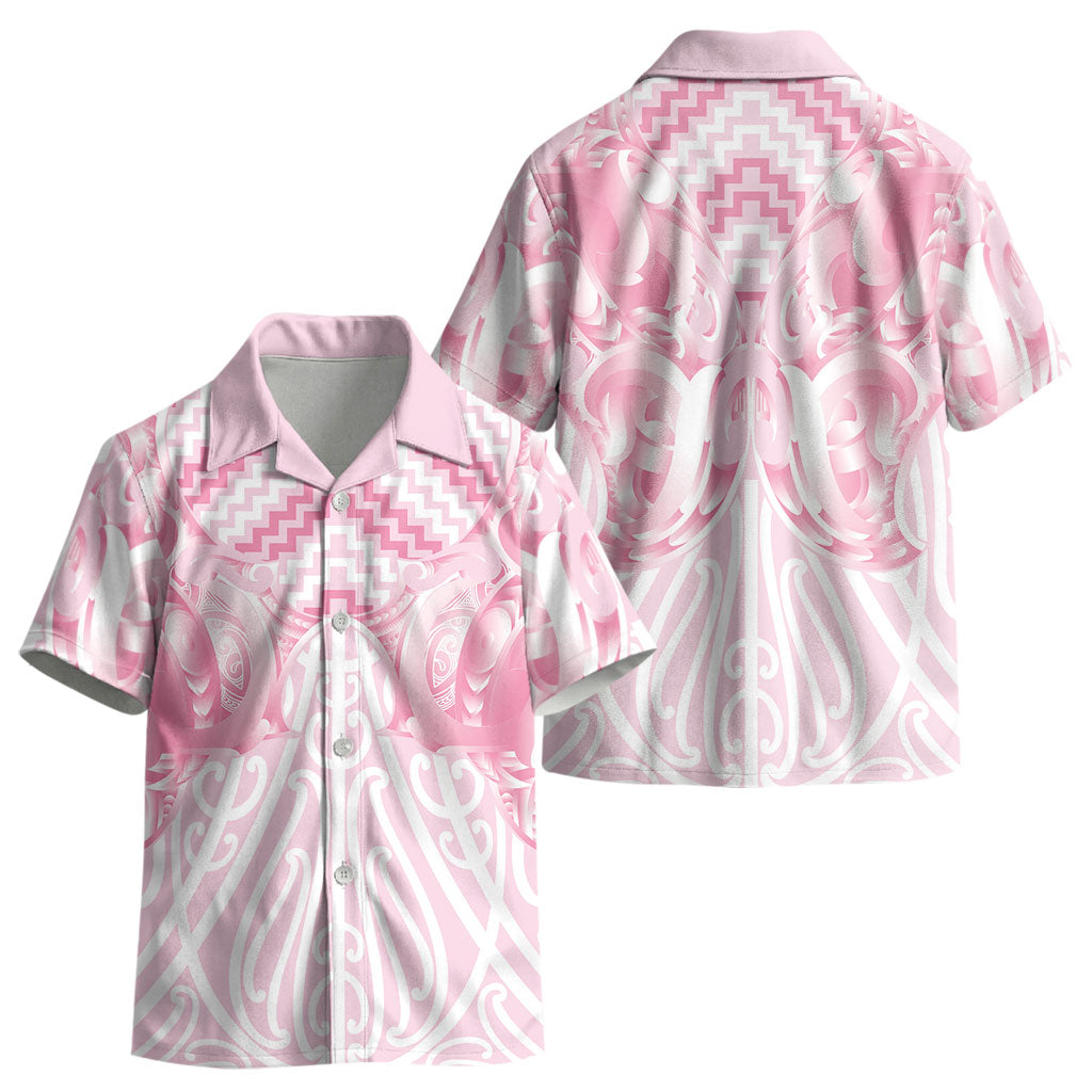 Aotearoa Kowhaiwhai Poutama Pink Motif Kid Hawaiian Shirt LT9 - Polynesian Pride