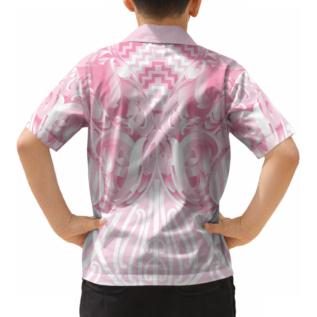 Aotearoa Kowhaiwhai Poutama Pink Motif Kid Hawaiian Shirt LT9 - Polynesian Pride