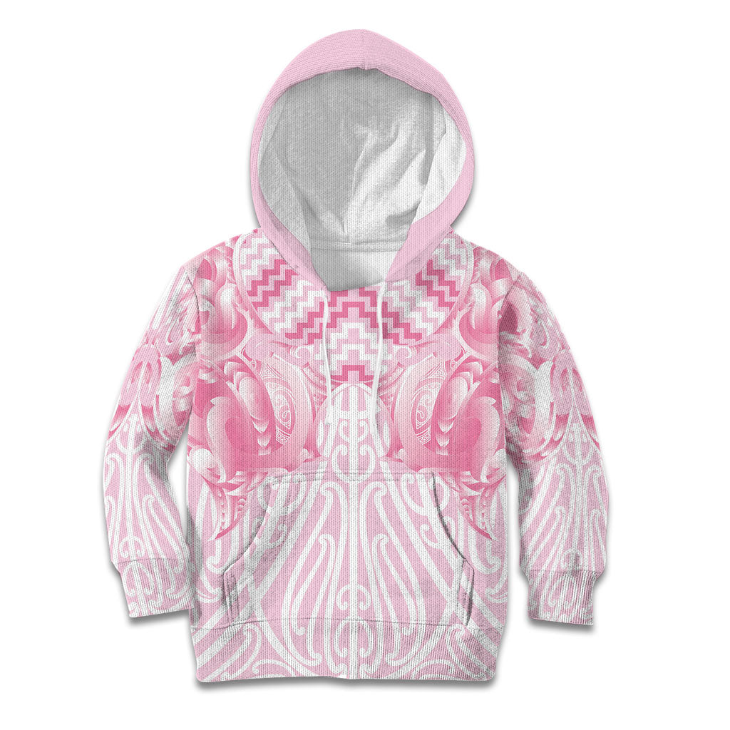 Aotearoa Kowhaiwhai Poutama Pink Motif Kid Hoodie LT9 Hoodie Pink - Polynesian Pride
