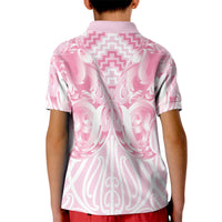 Aotearoa Kowhaiwhai Poutama Pink Motif Kid Polo Shirt LT9 - Polynesian Pride