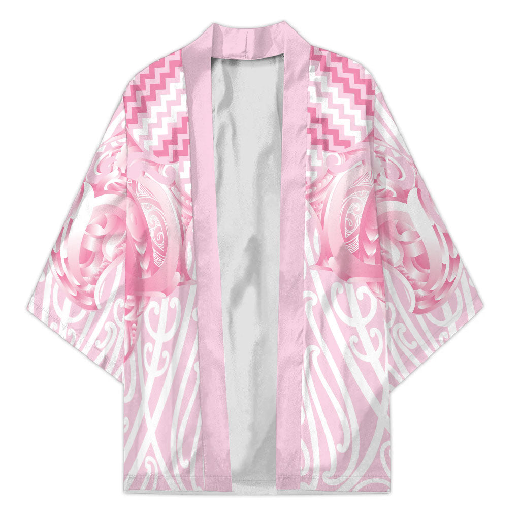 Aotearoa Kowhaiwhai Poutama Pink Motif Kimono