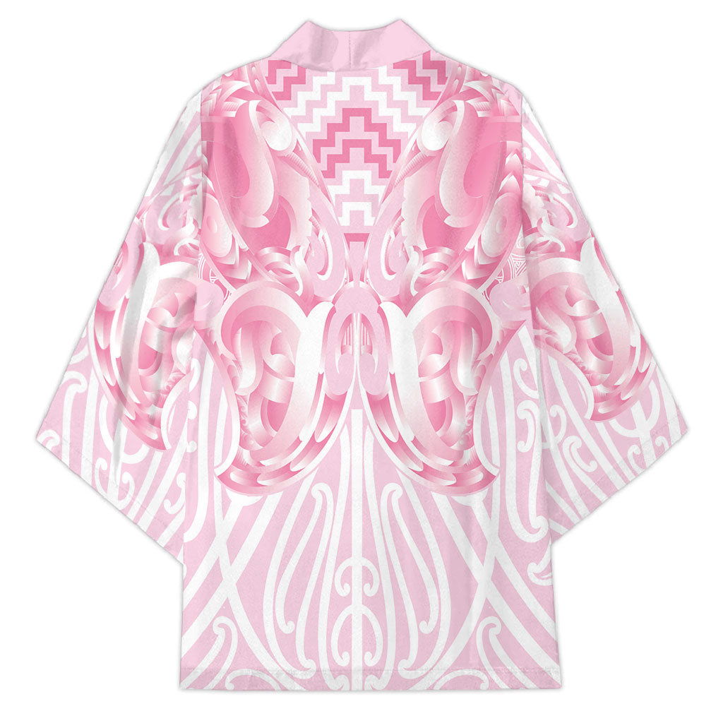 Aotearoa Kowhaiwhai Poutama Pink Motif Kimono