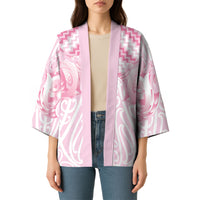 Aotearoa Kowhaiwhai Poutama Pink Motif Kimono