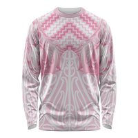 Aotearoa Kowhaiwhai Poutama Pink Motif Long Sleeve Shirt LT9 Unisex Pink - Polynesian Pride