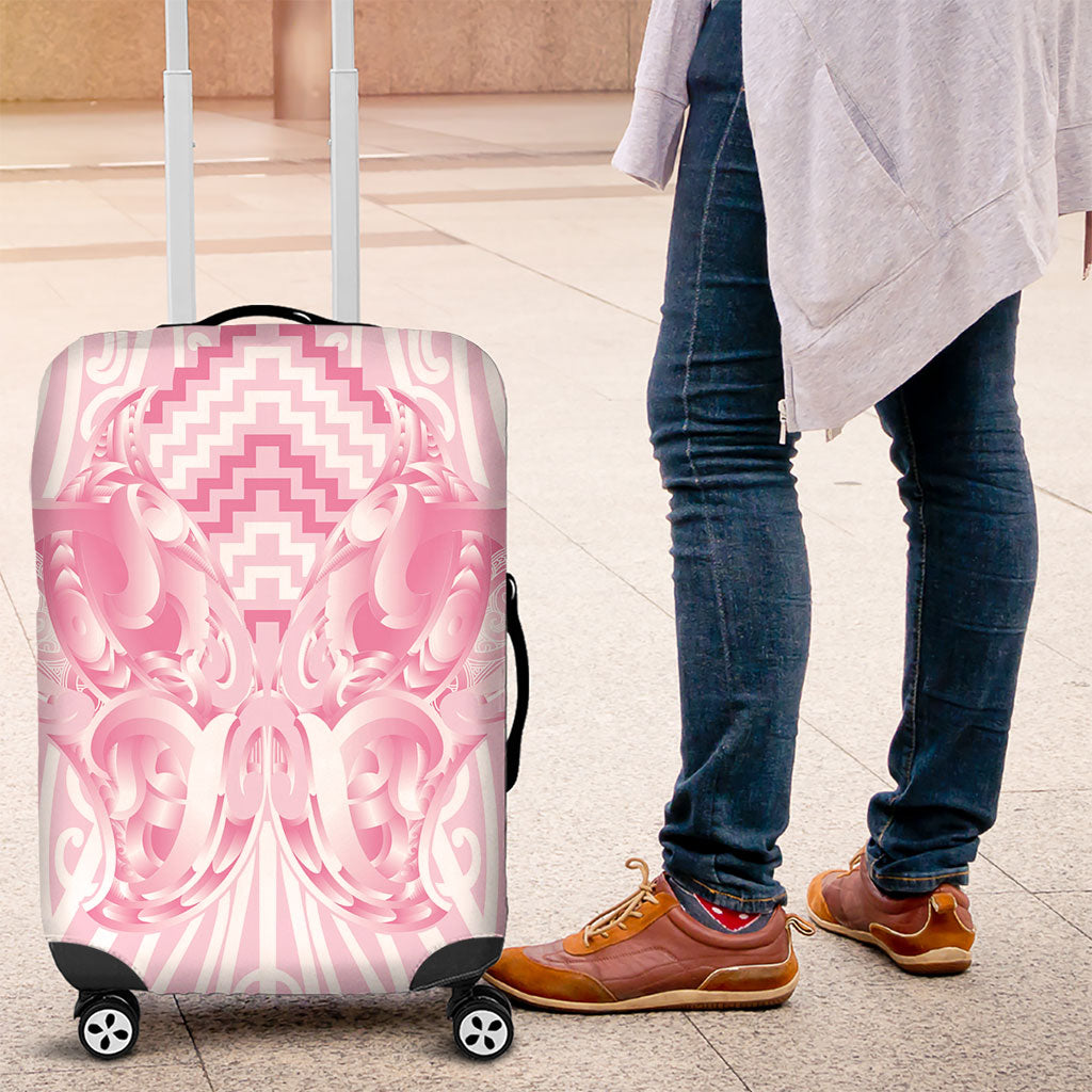 Aotearoa Kowhaiwhai Poutama Pink Motif Luggage Cover