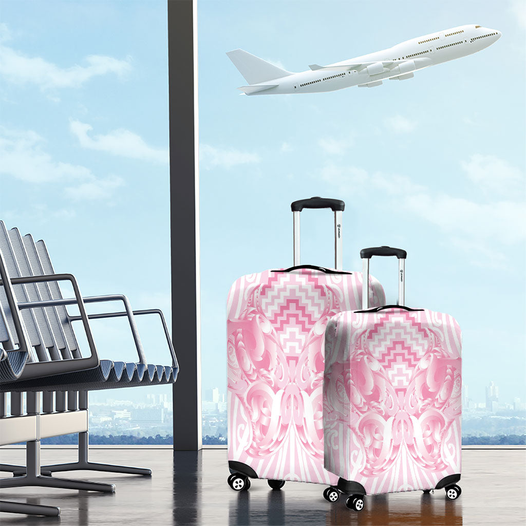 Aotearoa Kowhaiwhai Poutama Pink Motif Luggage Cover
