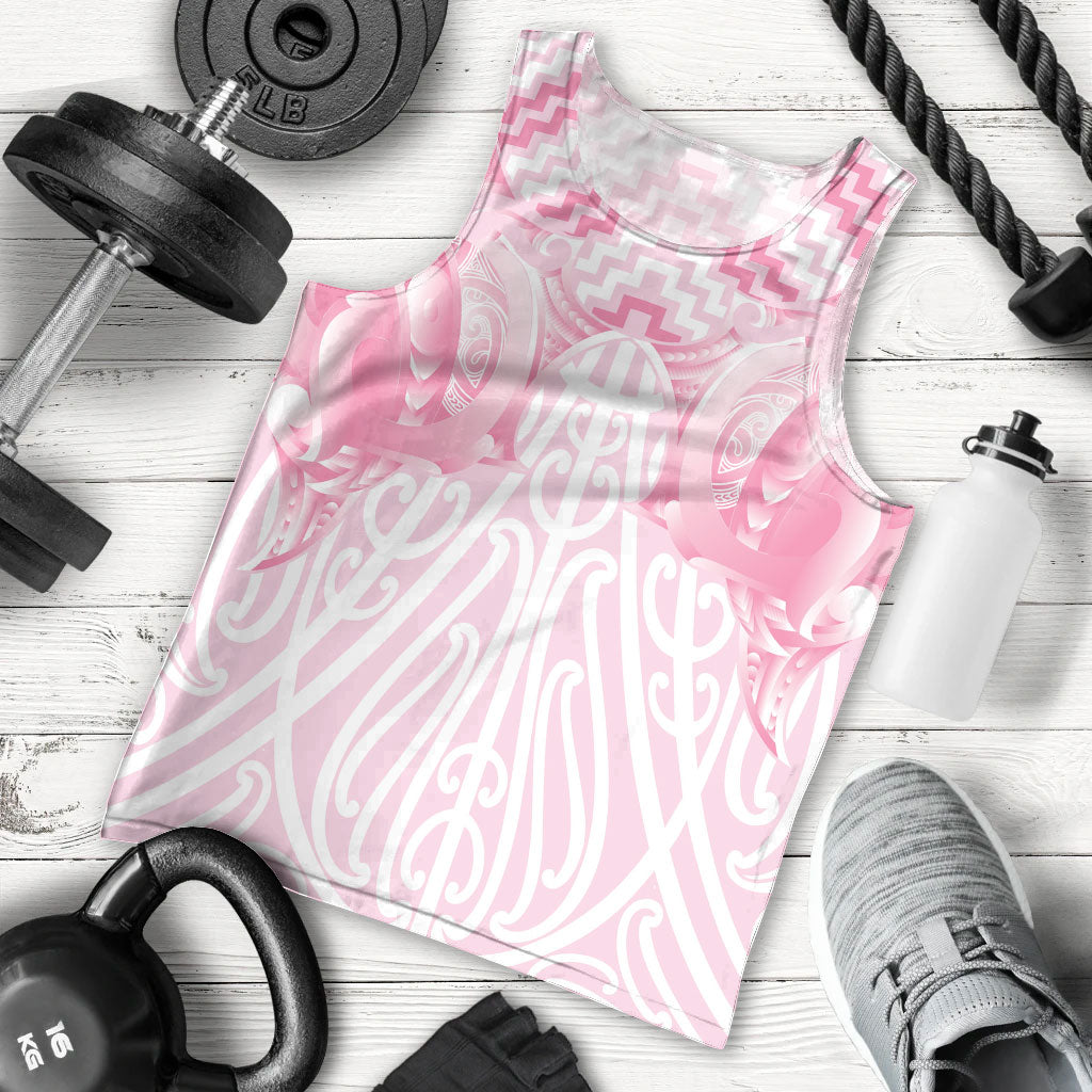 Aotearoa Kowhaiwhai Poutama Pink Motif Men Tank Top