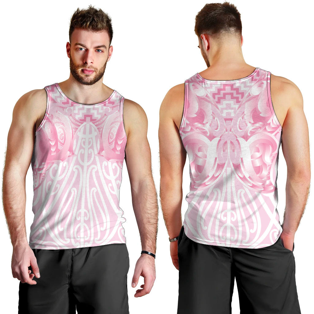Aotearoa Kowhaiwhai Poutama Pink Motif Men Tank Top