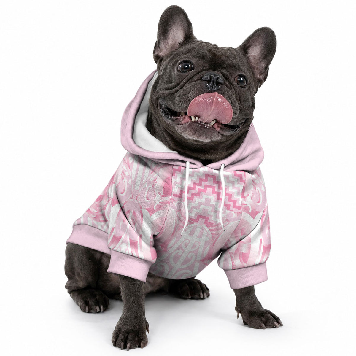 Aotearoa Kowhaiwhai Poutama Pink Motif Pet Hoodie LT9 - Polynesian Pride