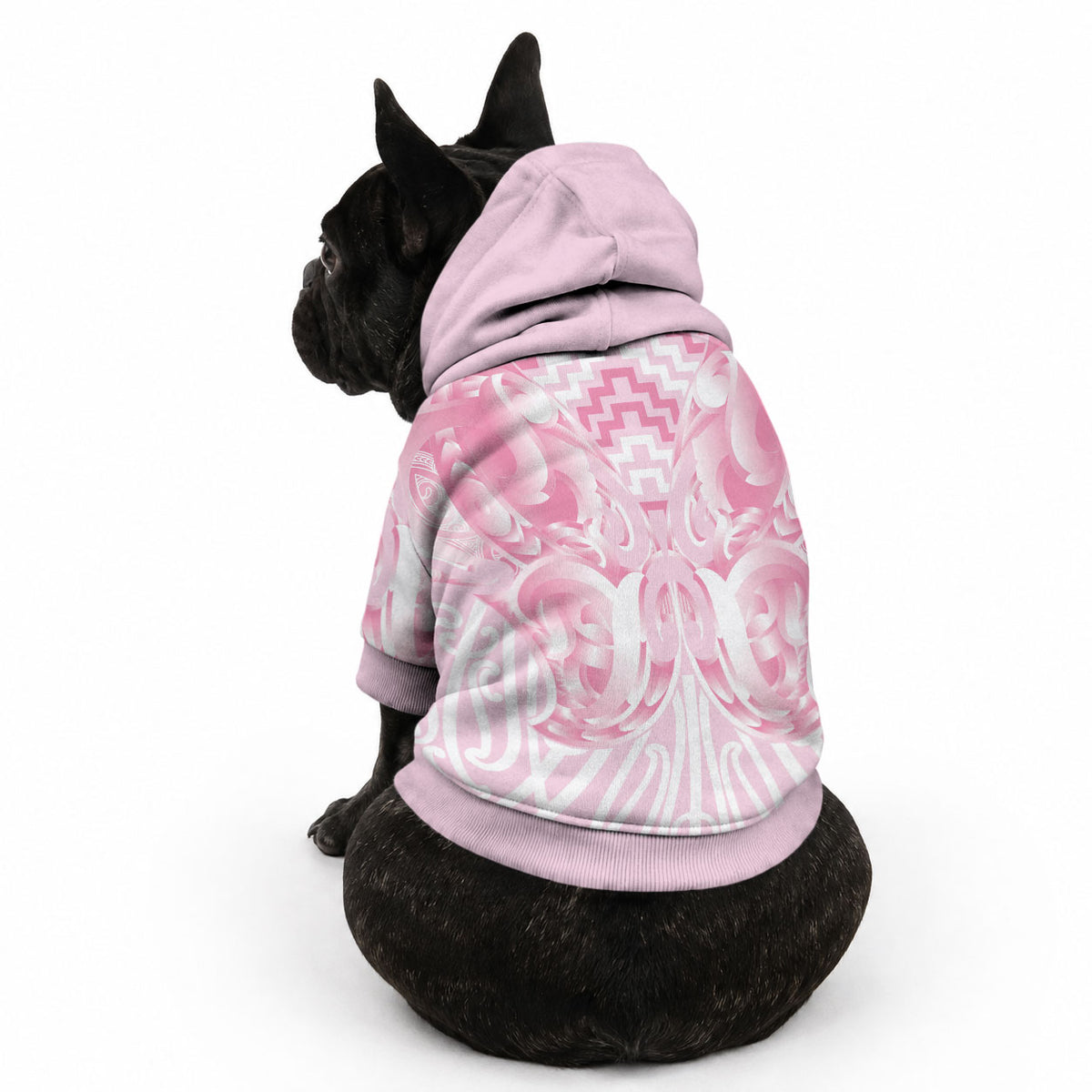 Aotearoa Kowhaiwhai Poutama Pink Motif Pet Hoodie LT9 - Polynesian Pride