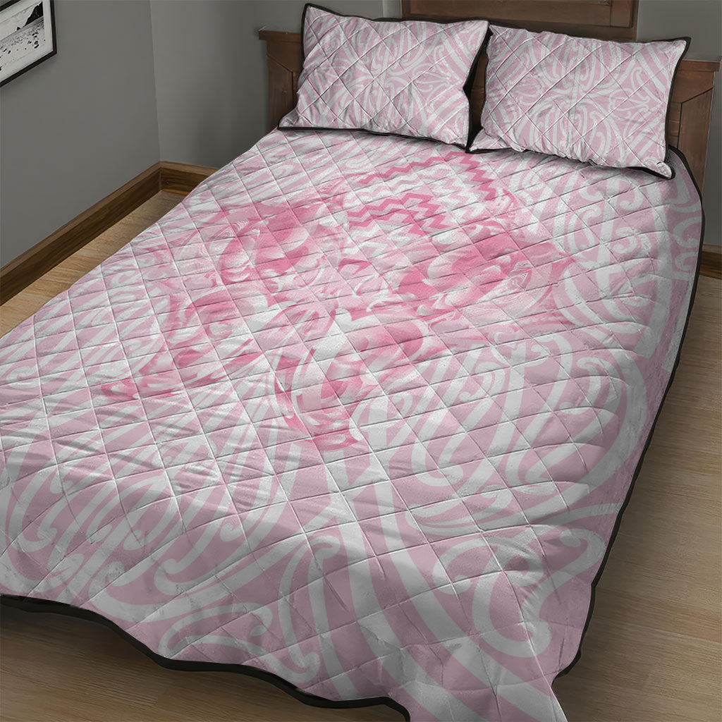 Aotearoa Kowhaiwhai Poutama Pink Motif Quilt Bed Set