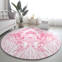 Aotearoa Kowhaiwhai Poutama Pink Motif Round Carpet