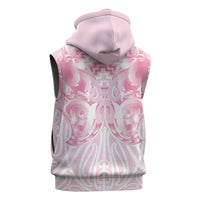 Aotearoa Kowhaiwhai Poutama Pink Motif Sleeveless Hoodie LT9 - Polynesian Pride