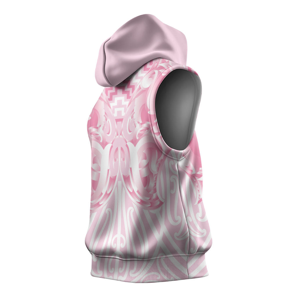 Aotearoa Kowhaiwhai Poutama Pink Motif Sleeveless Hoodie LT9 - Polynesian Pride