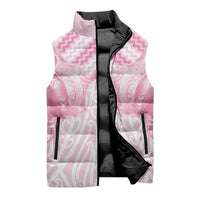 Aotearoa Kowhaiwhai Poutama Pink Motif Sleeveless Puffer Jacket