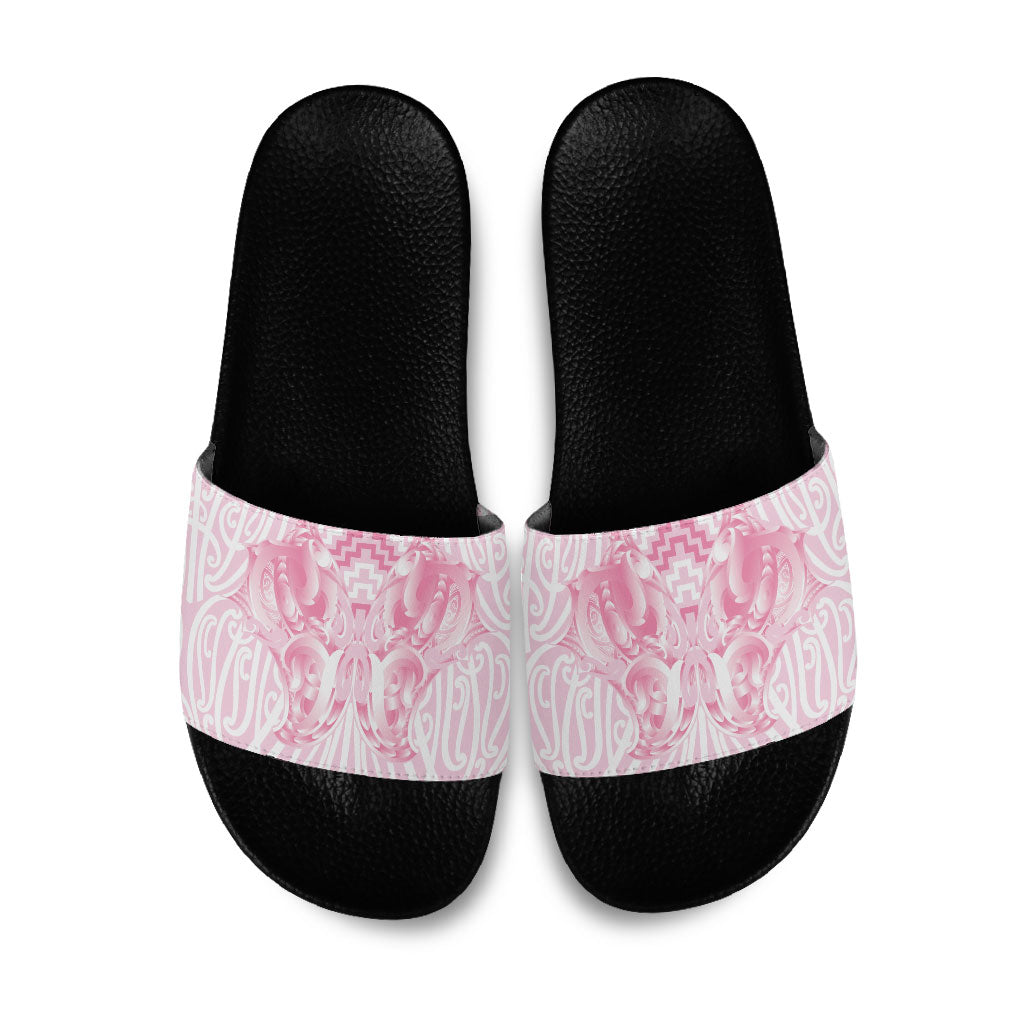 Aotearoa Kowhaiwhai Poutama Pink Motif Slide Sandals
