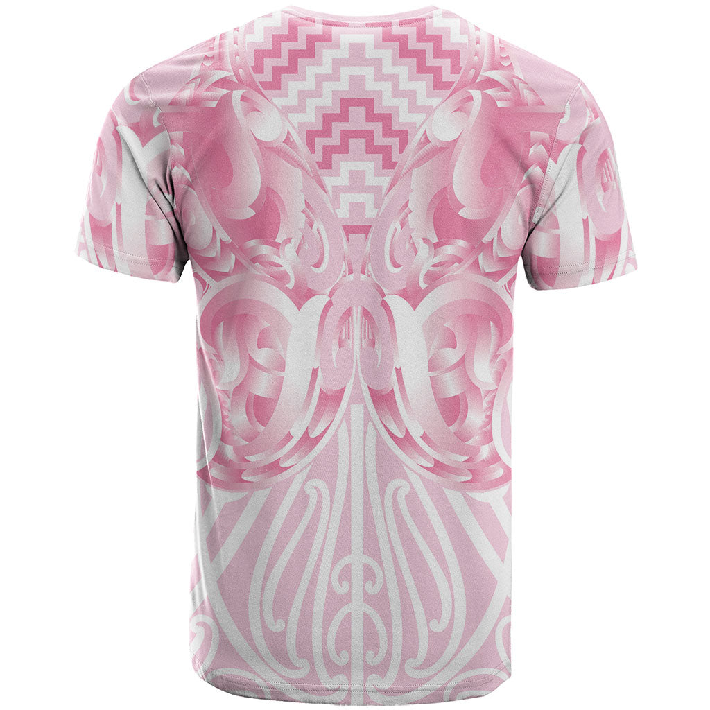 Aotearoa Kowhaiwhai Poutama Pink Motif T Shirt