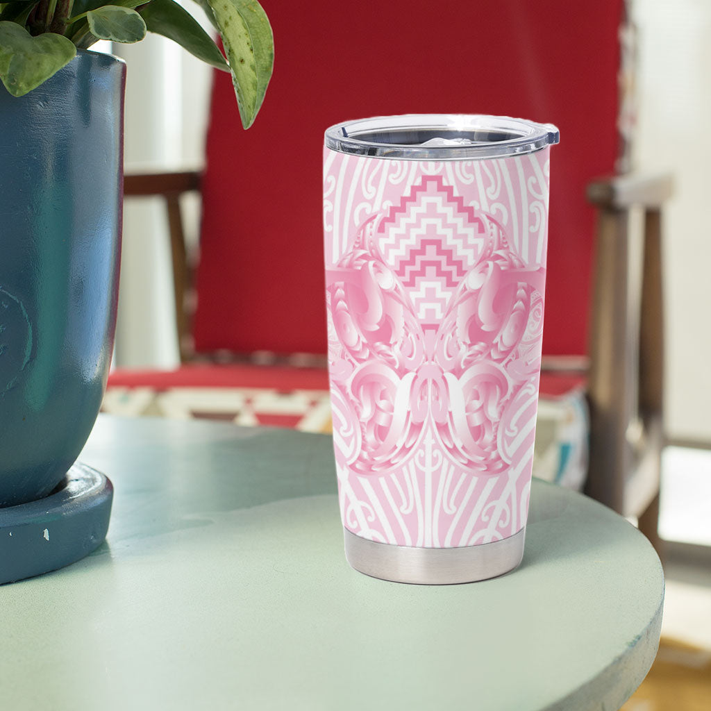 Aotearoa Kowhaiwhai Poutama Pink Motif Tumbler Cup
