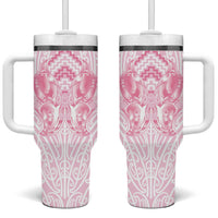 Aotearoa Kowhaiwhai Poutama Pink Motif Tumbler With Handle