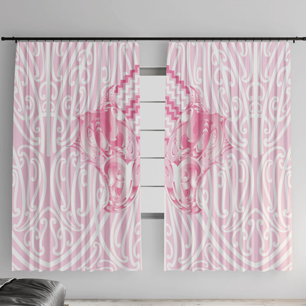 Aotearoa Kowhaiwhai Poutama Pink Motif Window Curtain