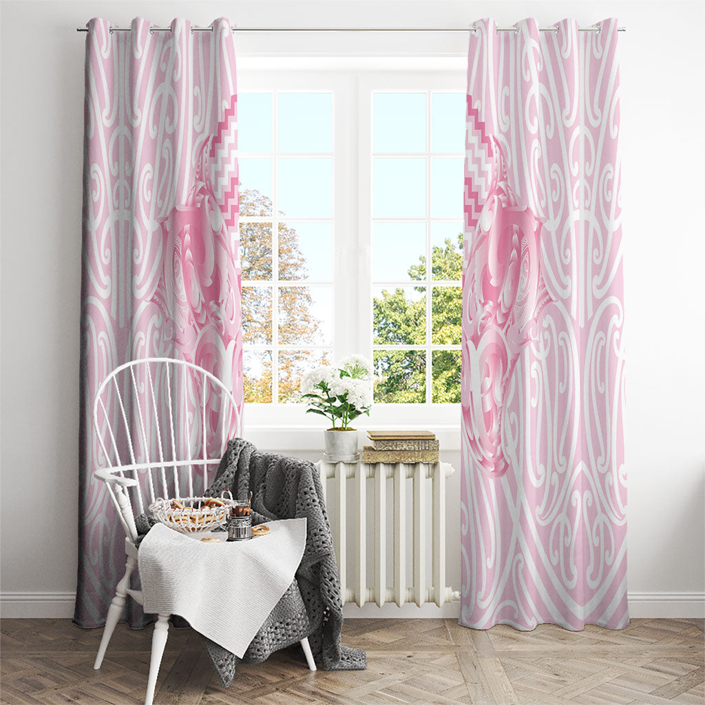 Aotearoa Kowhaiwhai Poutama Pink Motif Window Curtain