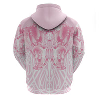 Aotearoa Kowhaiwhai Poutama Pink Motif Zip Hoodie