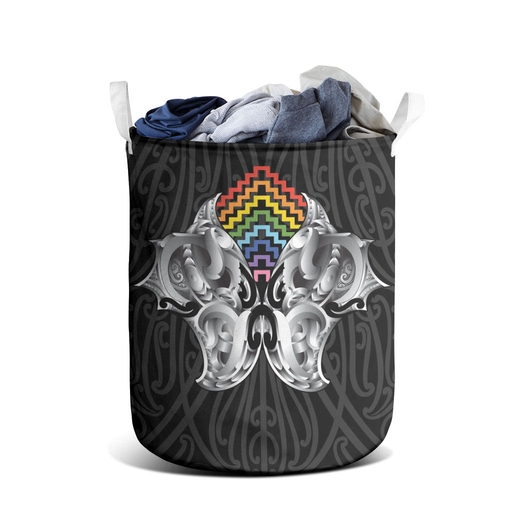 Aotearoa Kowhaiwhai Poutama Rainbow Motif Laundry Basket