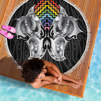 Aotearoa Kowhaiwhai Poutama Rainbow Motif Beach Blanket