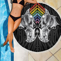 Aotearoa Kowhaiwhai Poutama Rainbow Motif Beach Blanket