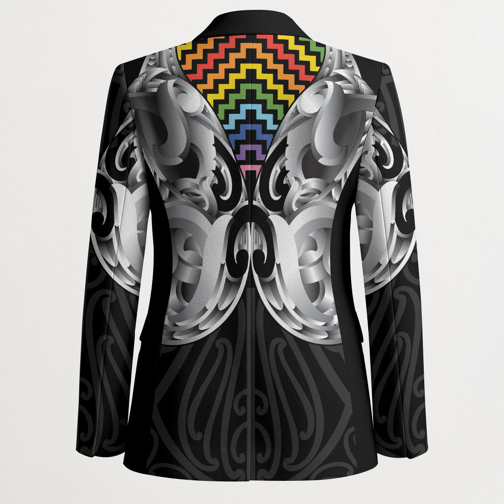 Aotearoa Kowhaiwhai Poutama Rainbow Motif Blazer