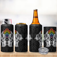 Aotearoa Kowhaiwhai Poutama Rainbow Motif 4 in 1 Can Cooler Tumbler LT9 - Polynesian Pride