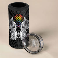 Aotearoa Kowhaiwhai Poutama Rainbow Motif 4 in 1 Can Cooler Tumbler LT9 - Polynesian Pride