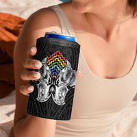 Aotearoa Kowhaiwhai Poutama Rainbow Motif 4 in 1 Can Cooler Tumbler LT9 - Polynesian Pride