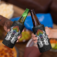 Aotearoa Kowhaiwhai Poutama Rainbow Motif 4 in 1 Can Cooler Tumbler LT9 - Polynesian Pride