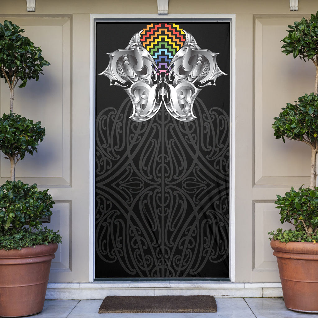 Aotearoa Kowhaiwhai Poutama Rainbow Motif Door Cover LT9 Rainbow - Polynesian Pride